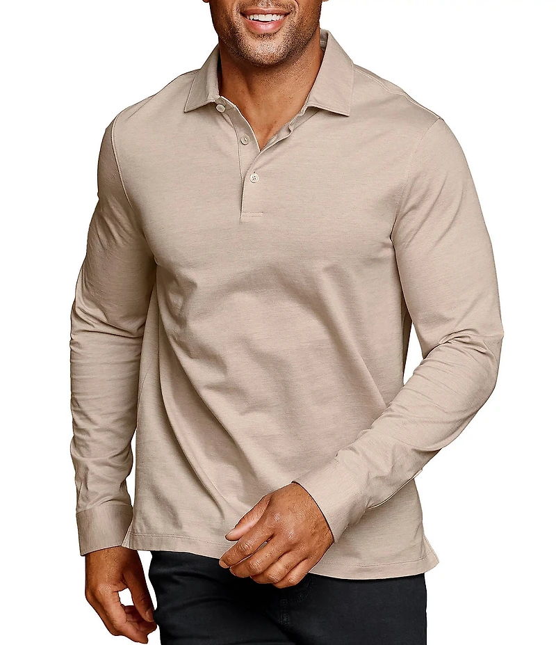 Johnston & Murphy Herringbone Long Sleeve Polo Shirt