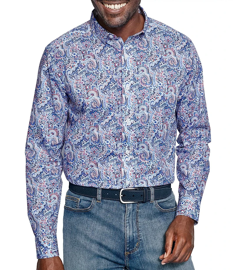 Johnston & Murphy Large Mosaic Print Long Sleeve Woven Shirt