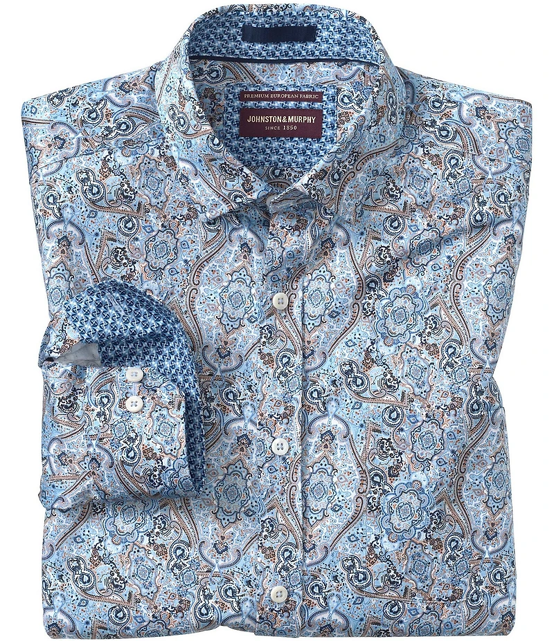 Johnston & Murphy Layered Paisley Print Long Sleeve Woven Shirt