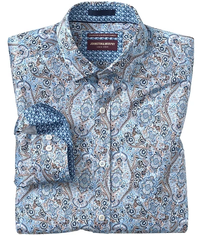 Johnston & Murphy Layered Paisley Print Long Sleeve Woven Shirt