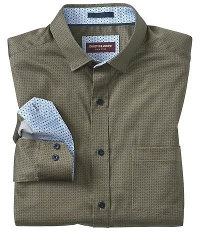 Johnston & Murphy Linked Oval Print Long Sleeve Woven Shirt