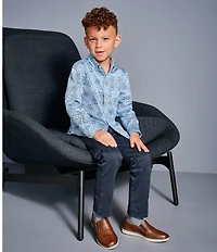 Johnston & Murphy Little/Big Boys 4-16 Long Sleeve Kaleidoscope Print Button Front Shirt