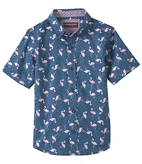 Johnston & Murphy Little/Big Boys 4-16 Short Sleeve Flamingo Sun Print Shirt