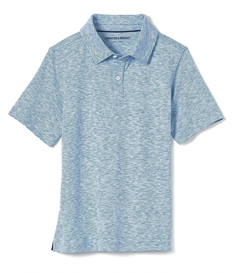Johnston & Murphy Little/Big Boys - Short Sleeve Micro Stripe Polo Shirt