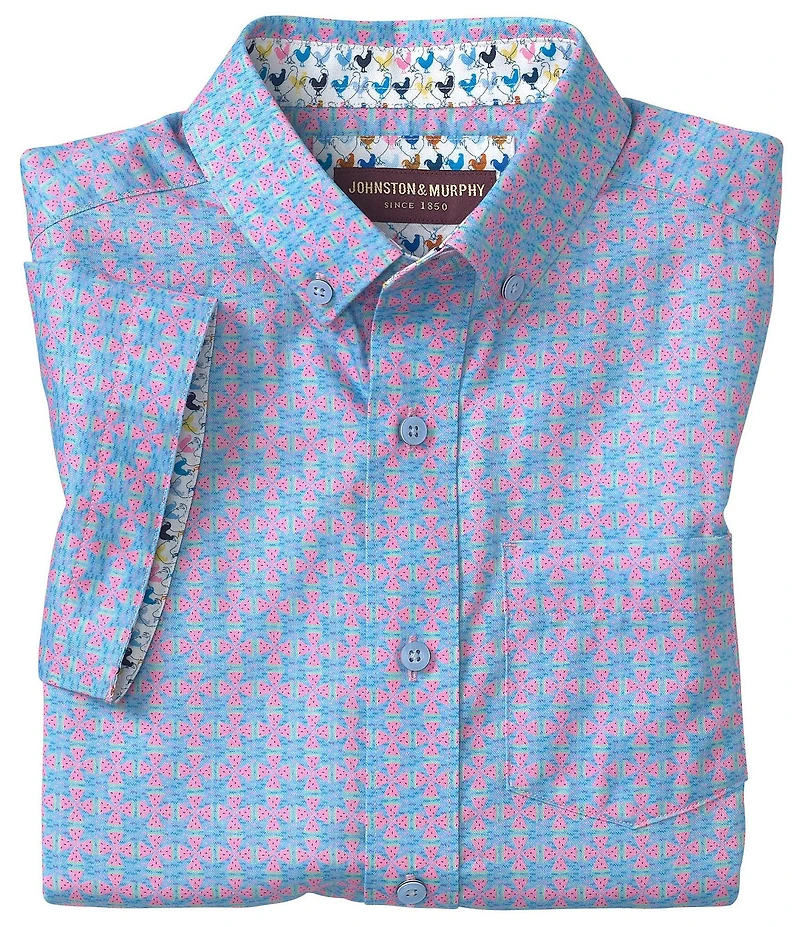Johnston & Murphy Little/Big Boys 4-16 Short Sleeve Watermelon Print Shirt