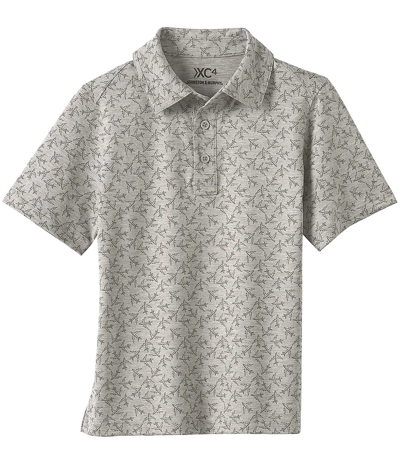 Johnston & Murphy Little/Big Boys 4-16 Short Sleeve XC4 Performance Tonal Airplane Polo Print Shirt