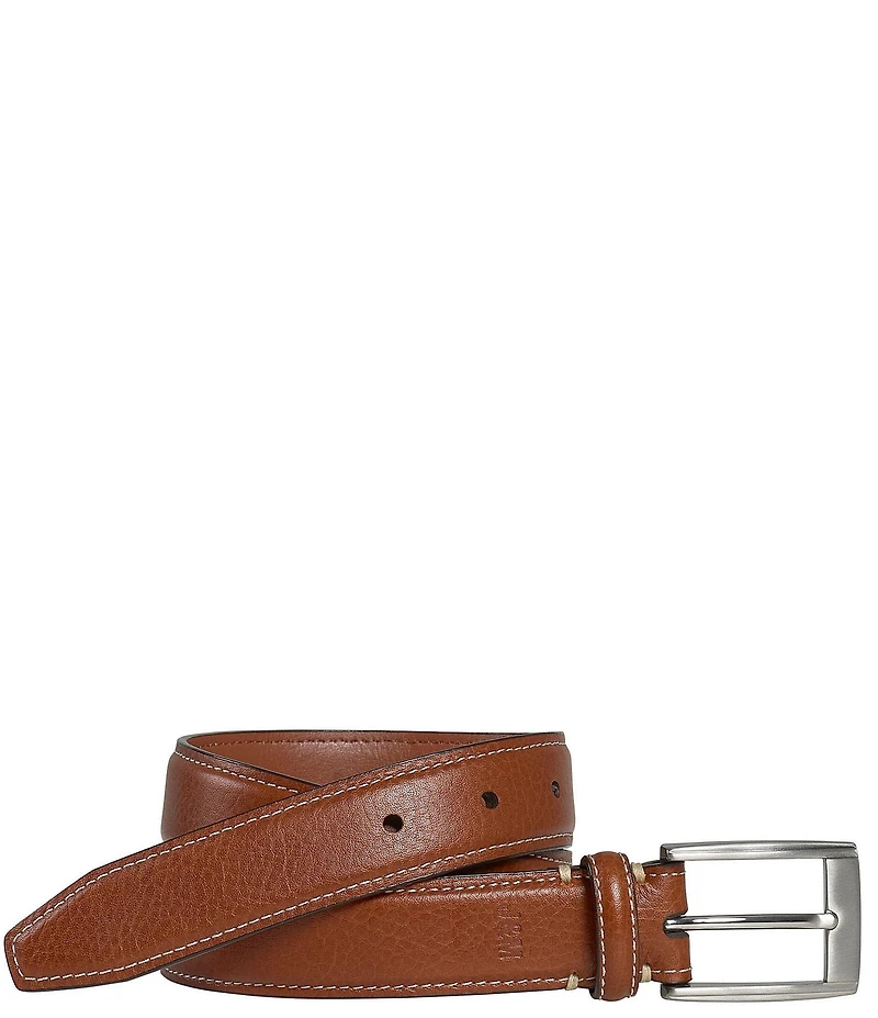 Johnston & Murphy Boys' Topstitched Leather Dress Belt
