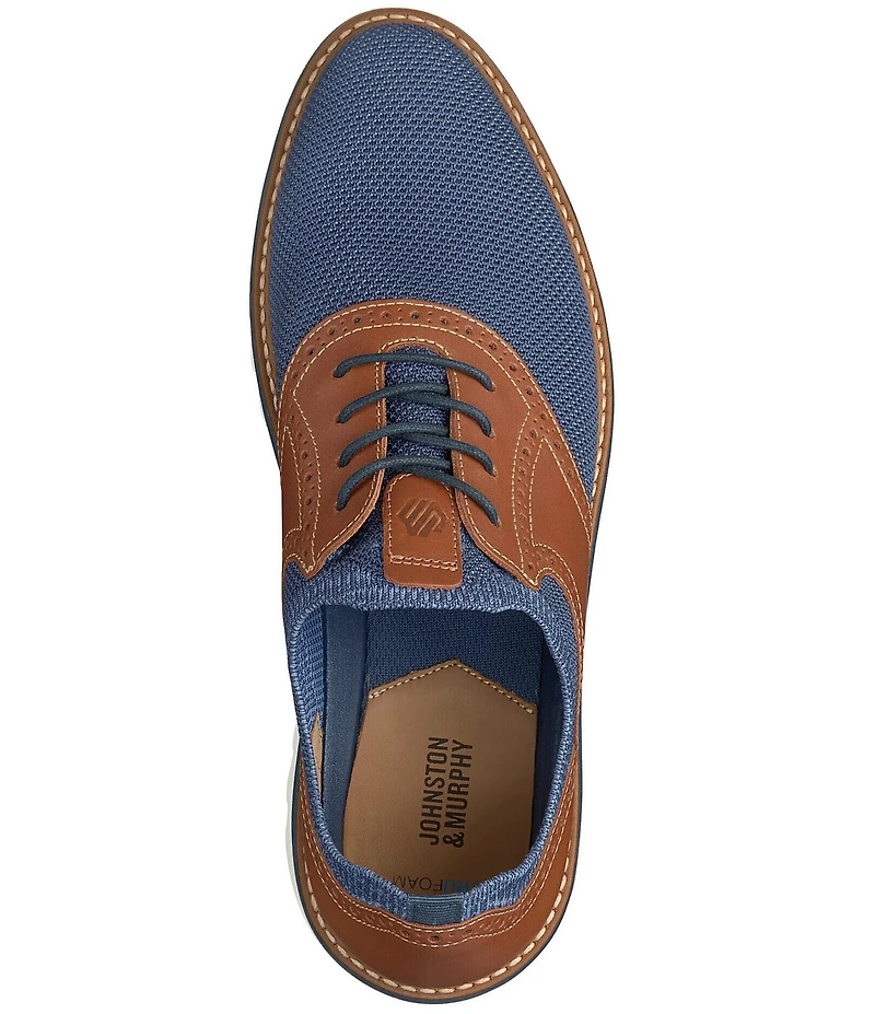 Johnston & Murphy Men's Braydon Knit Brogue Detail Saddle Oxford Sneakers