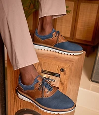 Johnston & Murphy Men's Braydon Knit Brogue Detail Saddle Oxford Sneakers