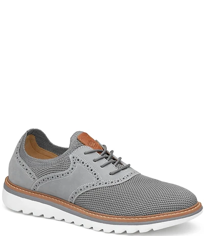 Johnston & Murphy Men's Braydon Knit Brogue Detail Saddle Oxford Sneakers