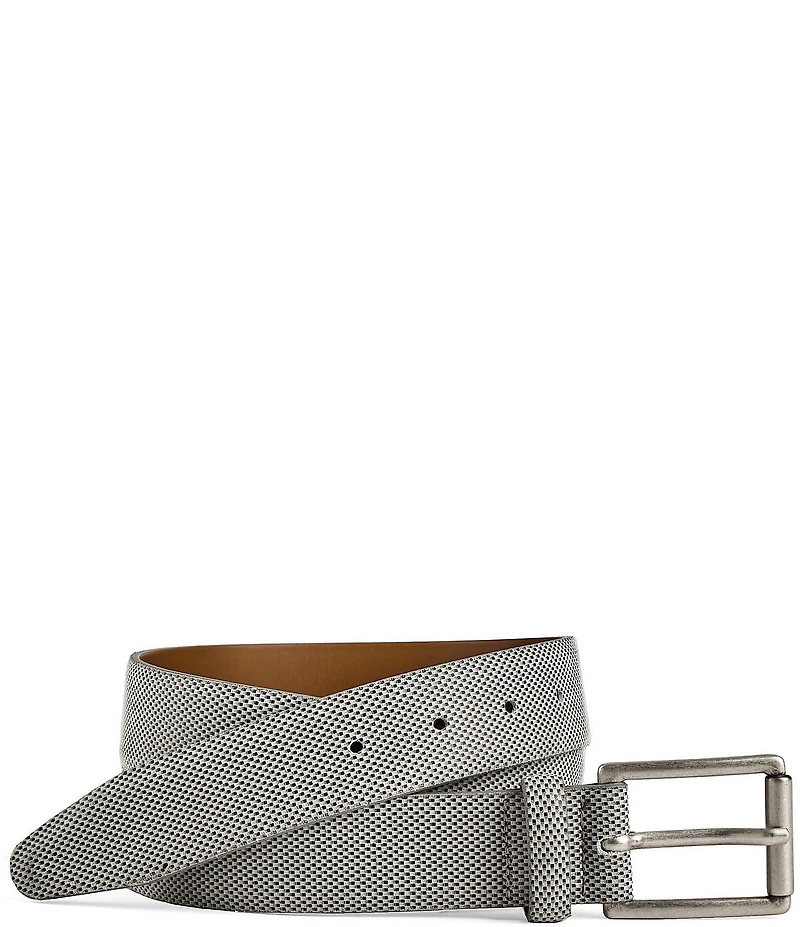 Johnston & Murphy Men's Brushed Micro Check Belt