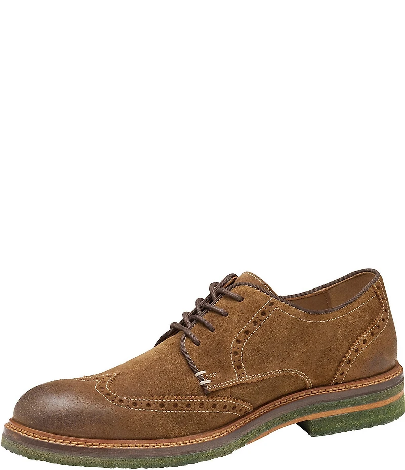 Johnston & Murphy Men's Calder Waxed Suede Wingtip Oxfords