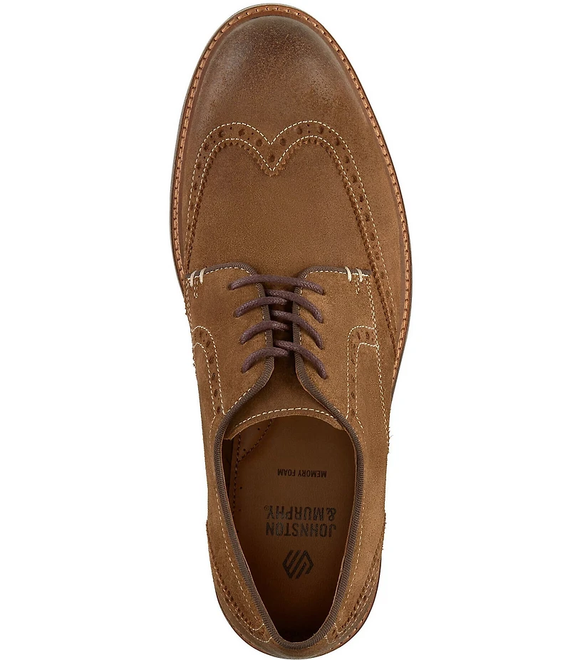 Johnston & Murphy Men's Calder Waxed Suede Wingtip Oxfords