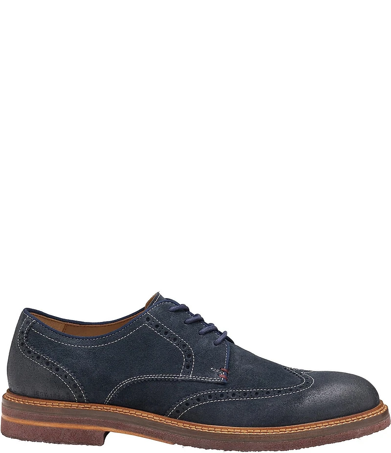 Johnston & Murphy Men's Calder Waxed Suede Wingtip Oxfords