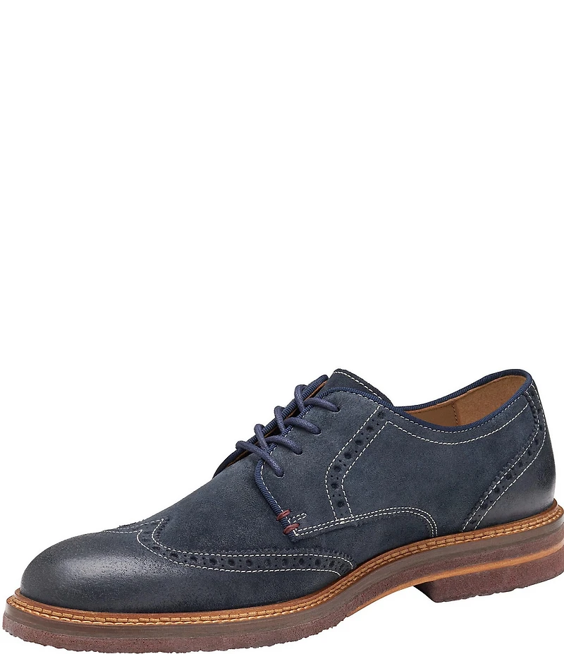Johnston & Murphy Men's Calder Waxed Suede Wingtip Oxfords