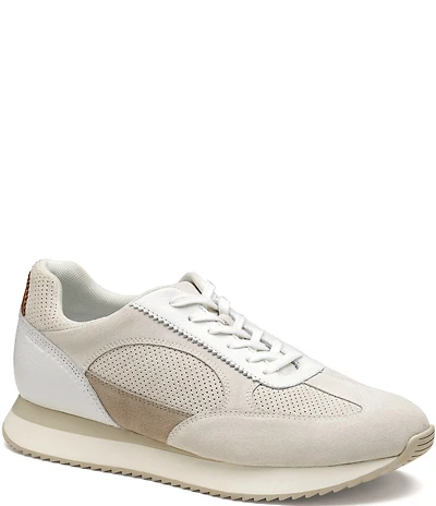 Johnston & Murphy Men's Chase Perforated T-Toe Suede and Leather Sneakers