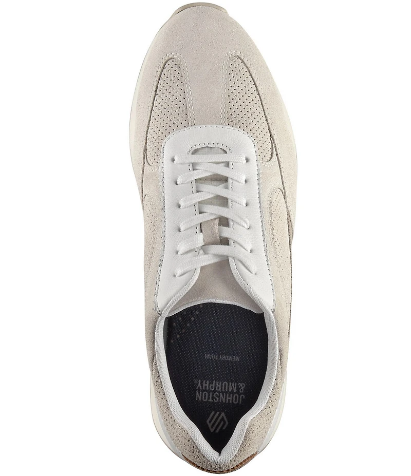 Johnston & Murphy Men's Chase Perforated T-Toe Suede and Leather Sneakers