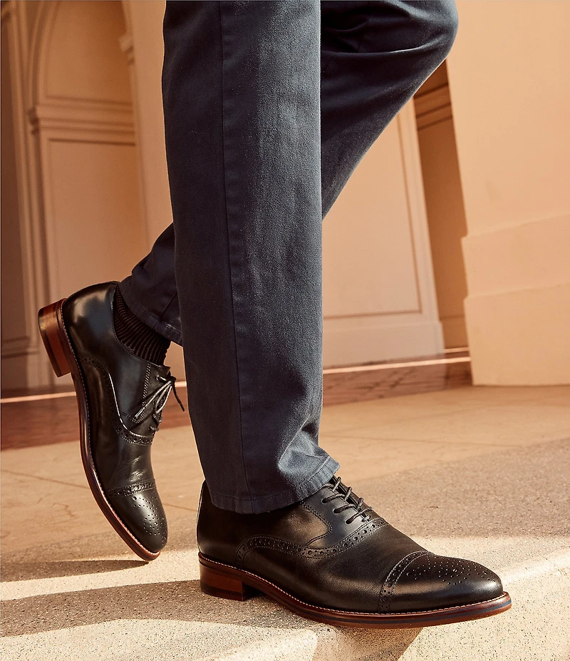 Johnston & Murphy Men's Conard Leather 2.0 Cap Toe Brogue Detail Oxfords