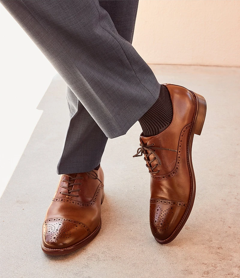 Johnston & Murphy Men's Conard Leather 2.0 Cap Toe Brogue Detail Oxfords