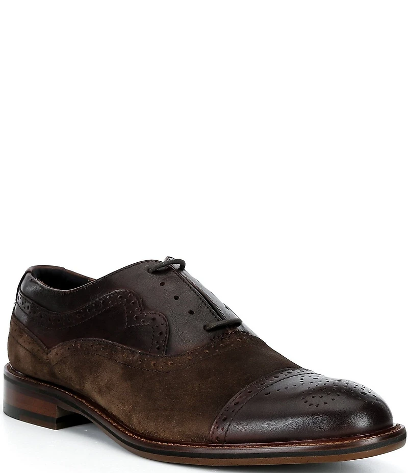 Johnston & Murphy Men's Conard 2.0 Suede Hand-finished Leather Cap Toe Oxfords
