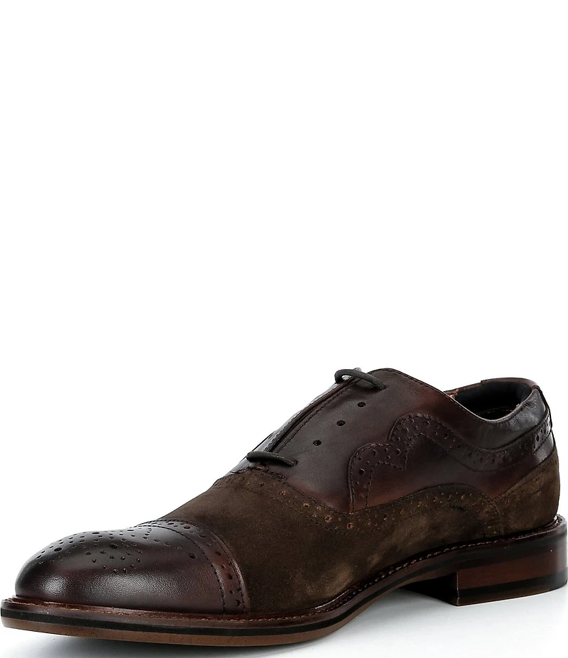 Johnston & Murphy Men's Conard 2.0 Suede Hand-finished Leather Cap Toe Oxfords