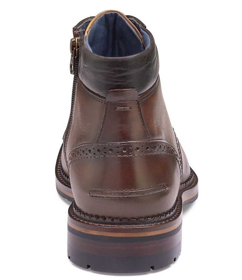 Johnston & Murphy Men's Connelly Leather Plain Toe Brogue Detail Boots