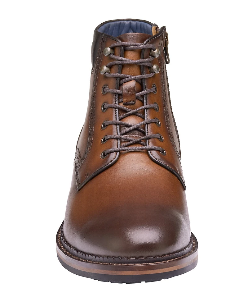 Johnston & Murphy Men's Connelly Leather Plain Toe Brogue Detail Boots