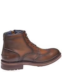 Johnston & Murphy Men's Connelly Leather Wingtip Lace Up Boots
