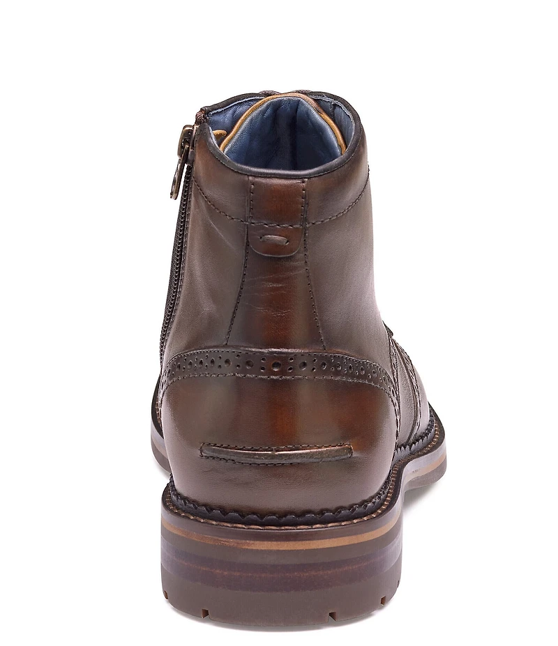Johnston & Murphy Men's Connelly Leather Wingtip Lace Up Boots