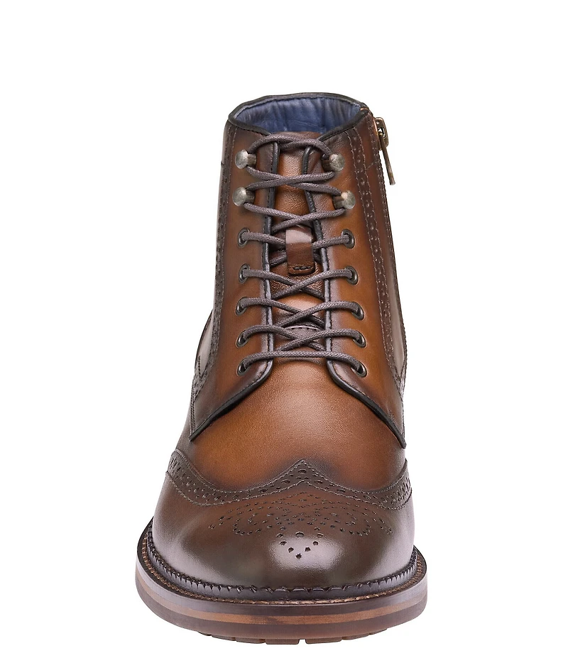 Johnston & Murphy Men's Connelly Leather Wingtip Lace Up Boots