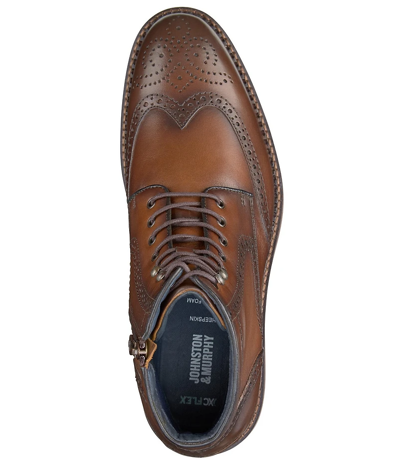Johnston & Murphy Men's Connelly Leather Wingtip Lace Up Boots