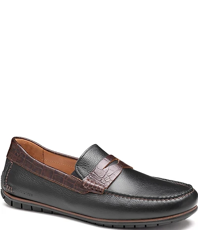 Johnston & Murphy Men's Cort 2.0 Colorblock Croco Embossed Leather Penny Loafers