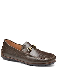 Johnston & Murphy Men's Cort 2.0 Crocodile Leather Bit Buckle Driver Loafers