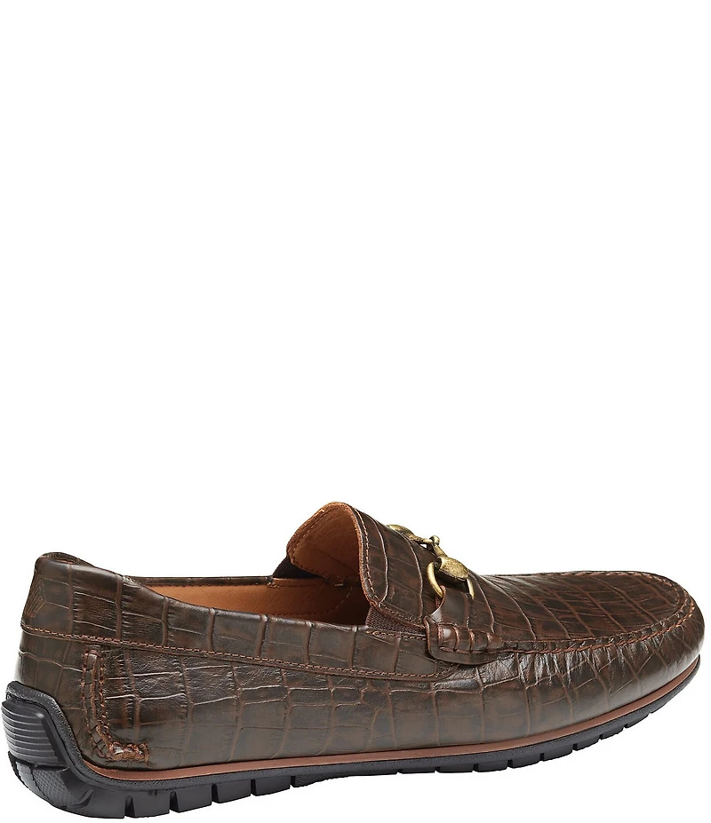 Johnston & Murphy Men's Cort 2.0 Crocodile Leather Bit Buckle Driver Loafers