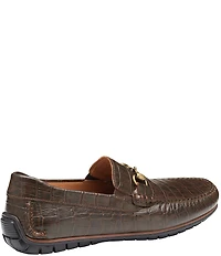 Johnston & Murphy Men's Cort 2.0 Crocodile Leather Bit Buckle Driver Loafers