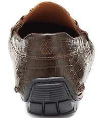 Johnston & Murphy Men's Cort 2.0 Crocodile Leather Bit Buckle Driver Loafers