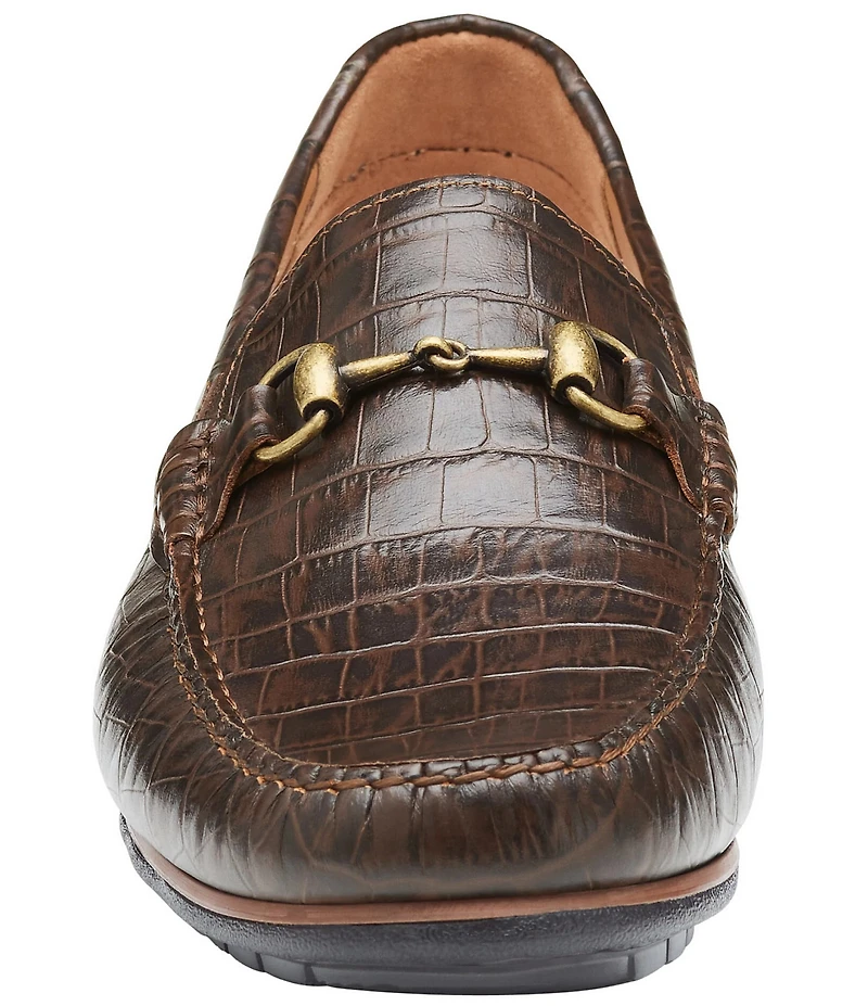 Johnston & Murphy Men's Cort 2.0 Crocodile Leather Bit Buckle Driver Loafers
