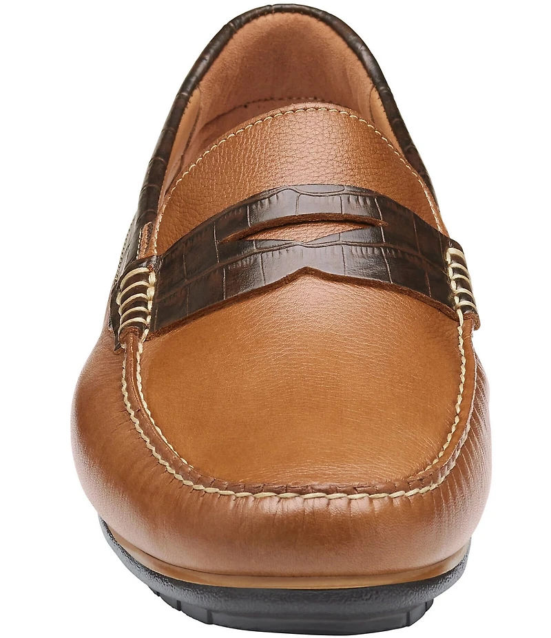 Johnston & Murphy Men's Cort 2.0 Crocodile Embossed Leather Penny Loafers