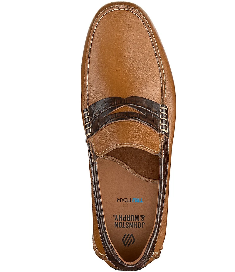 Johnston & Murphy Men's Cort 2.0 Crocodile Embossed Leather Penny Loafers