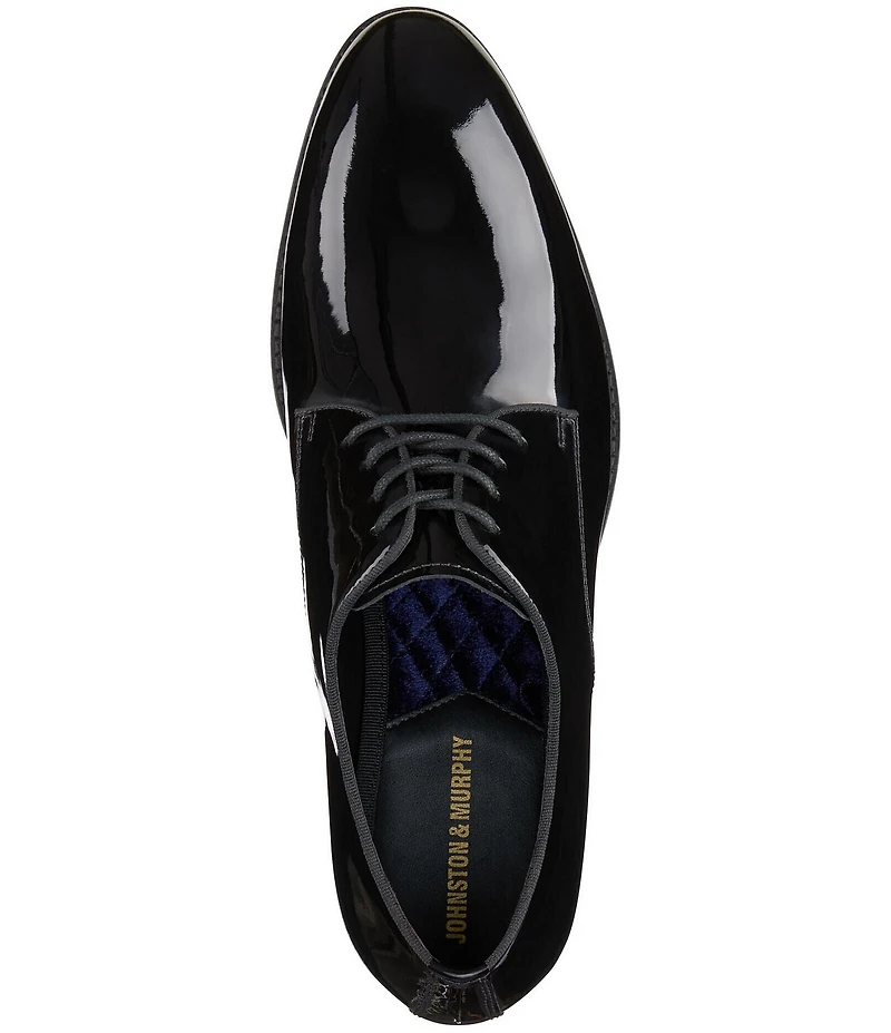 Johnston & Murphy Men's Gavney Patent Leather Plain Toe Lace Up Oxfords