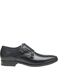 Johnston & Murphy Men's Gibbons Leather Double Buckle Monk Strap Plain Toe Oxfords