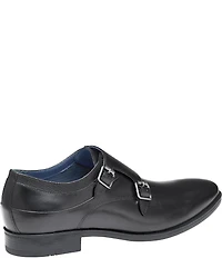 Johnston & Murphy Men's Gibbons Leather Double Buckle Monk Strap Plain Toe Oxfords