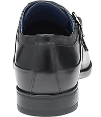 Johnston & Murphy Men's Gibbons Leather Double Buckle Monk Strap Plain Toe Oxfords