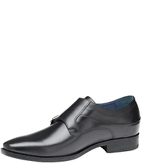 Johnston & Murphy Men's Gibbons Leather Double Buckle Monk Strap Plain Toe Oxfords