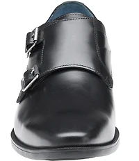 Johnston & Murphy Men's Gibbons Leather Double Buckle Monk Strap Plain Toe Oxfords