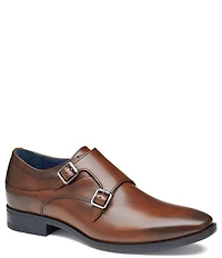 Johnston & Murphy Men's Gibbons Leather Double Buckle Monk Strap Plain Toe Oxfords