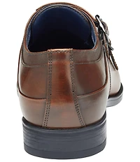 Johnston & Murphy Men's Gibbons Leather Double Buckle Monk Strap Plain Toe Oxfords