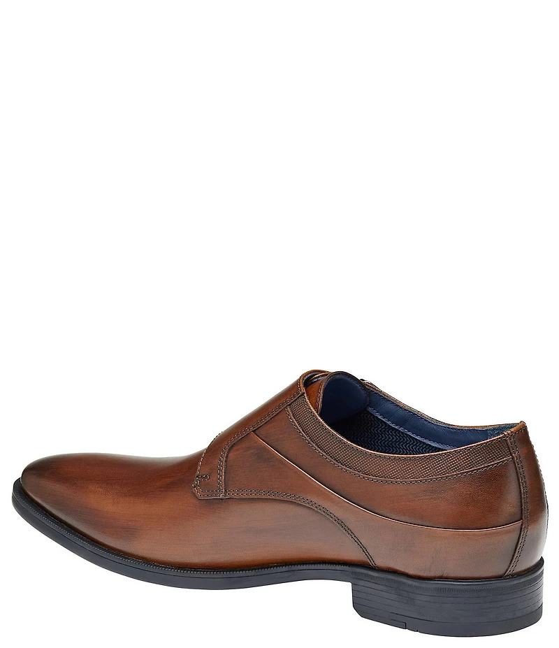 Johnston & Murphy Men's Gibbons Leather Double Buckle Monk Strap Plain Toe Oxfords