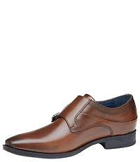 Johnston & Murphy Men's Gibbons Leather Double Buckle Monk Strap Plain Toe Oxfords