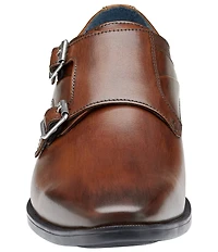 Johnston & Murphy Men's Gibbons Leather Double Buckle Monk Strap Plain Toe Oxfords